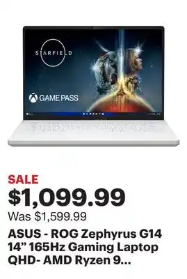 Best Buy Asus - rog zephyrus g14 14 165hz gaming laptop qhd- amd ryzen 9 with 16gb memory-nvidia geforce rtx 4060-512gb ssd - moonligh offer