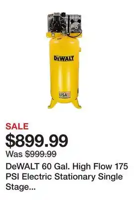 Tractor Supply Company Dewalt 60 gal. high flow 175 psi electric stationary single stage air compressor (dxcm603) offer