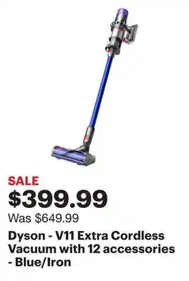 Best Buy Dyson - v11 extra cordless vacuum with 12 accessories - blue/iron offer