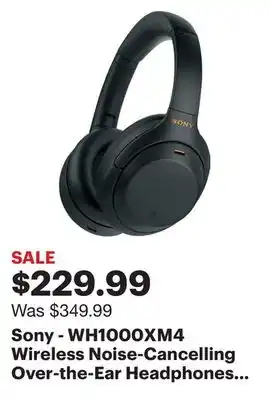 Best Buy Sony - wh1000xm4 wireless noise-cancelling over-the-ear headphones - black offer