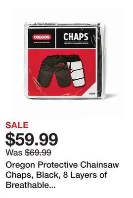 Tractor Supply Company Oregon protective chainsaw chaps, black, 8 layers of breathable warp knit chainsaw protection, one size fits all (563979) offer