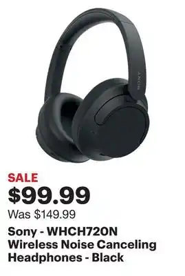 Best Buy Sony - whch720n wireless noise canceling headphones - black offer