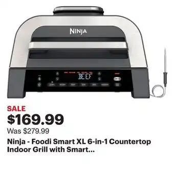 Best Buy Ninja - foodi smart xl 6-in-1 countertop indoor grill with smart cook system, 4-quart air fryer - dark grey/stainless offer