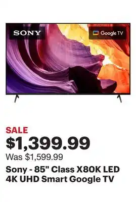 Best Buy Sony - 85 class x80k led 4k uhd smart google tv offer