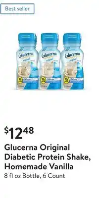 Walmart Glucerna original diabetic protein shake, homemade vanilla offer