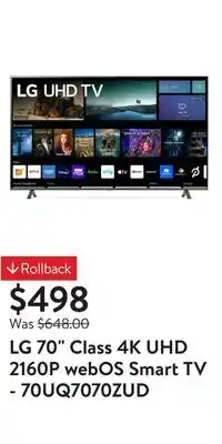 Lg 70 class 4k uhd 2160p webos smart tv - 70uq7070zud