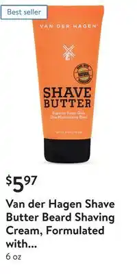 Walmart Van der hagen shave butter beard shaving cream, formulated with natural oils offer