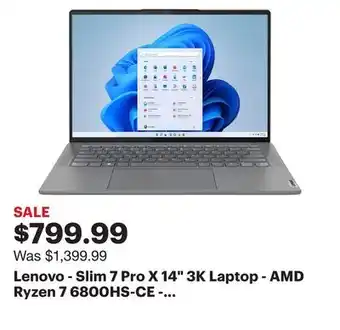 Best Buy Lenovo - slim 7 pro x 14 3k laptop - amd ryzen 7 6800hs-ce - nvidia geforce rtx 3050 maxq with 16gb memory - 1tb ssd - onyx g offer