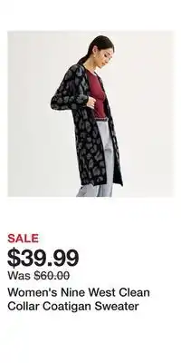 Kohl's Women's nine west clean collar coatigan sweater offer