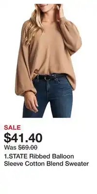 Nordstrom 1.state ribbed balloon sleeve cotton blend sweater offer