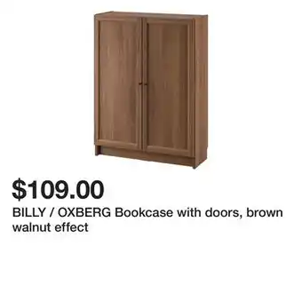 Ikea Billy / oxberg bookcase with doors, brown walnut effect offer
