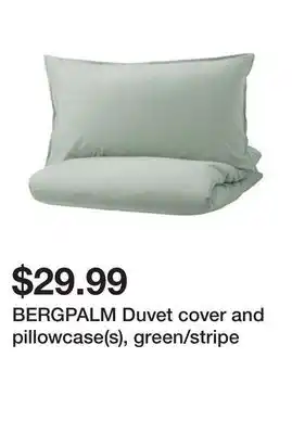 Ikea Bergpalm duvet cover and pillowcase(s), green/stripe offer