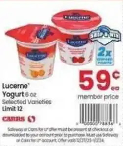 Safeway Lucerne Yogurt offer