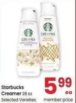 Safeway Starbucks Creamer 28 oz offer