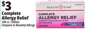Ocean State Job Lot Health star 25 mg complete allergy relief, 100 tablets offer