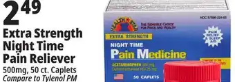 Ocean State Job Lot Health star night time extra strength 500 mg acetaminophen pain reliever caplets, 50 caplets offer