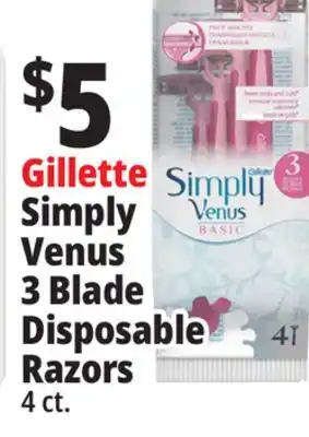 Ocean State Job Lot Gillette simply venus 3 blade disposable razors offer