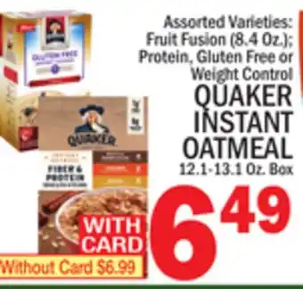 C Town Quaker instant oatmeal 12.1-13.1 oz. box offer
