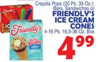 Bravo Supermarkets Friendly's ice cream cones 4-16 pk. 16.5-36 oz. box offer