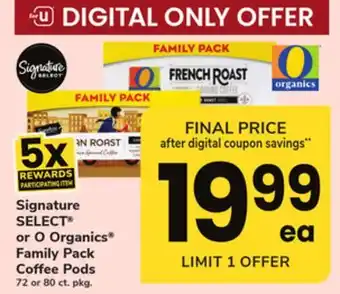 ACME Signature select or o organics family pack coffee pods offer