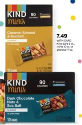 CVS Kind bars 6 ct., minis 10 ct. or granola 17 oz offer