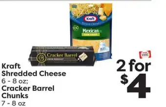Weis Markets Kraft shredded cheese 6-8 oz cracker barrel chunks 7-8 oz offer