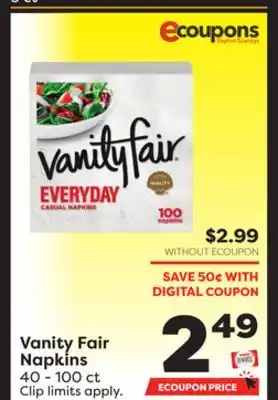 Weis Markets Vanity fair napkins offer