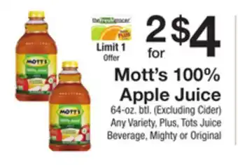 The Fresh Grocer 100% apple juice offer