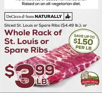 DeCicco & Sons Whole rack of st. louis or spare ribs offer