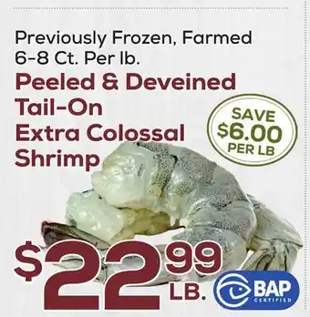 DeCicco & Sons Peeled & deveined tail-on extra colossal shrimp offer
