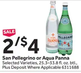 Stop&Shop San pellegrino or aqua panna offer