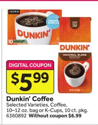Stop&Shop Dunkin' coffee offer