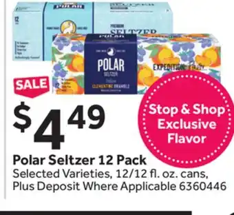 Stop&Shop Polar seltzer 12 pack offer
