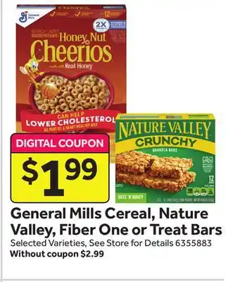Stop&Shop General mills cereal, nature valley, fiber one or treat bars offer