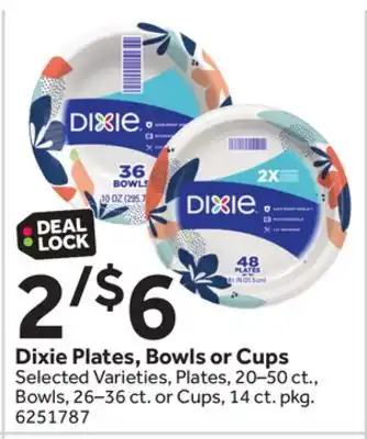 Stop&Shop Dixie plates, bowls or cups offer