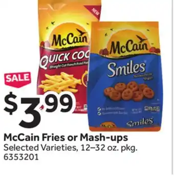 Stop&Shop Mccain fries or mash-ups offer