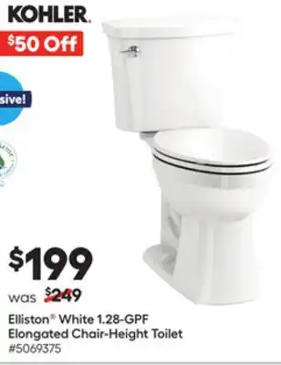 Lowe's Elliston white 1.28-gpf elongated chair-height toilet offer