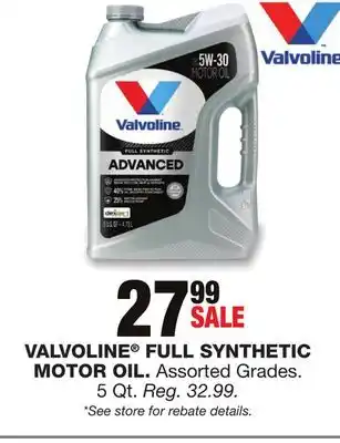 Blain's Farm & Fleet Valvoline full synthetic motor oil offer