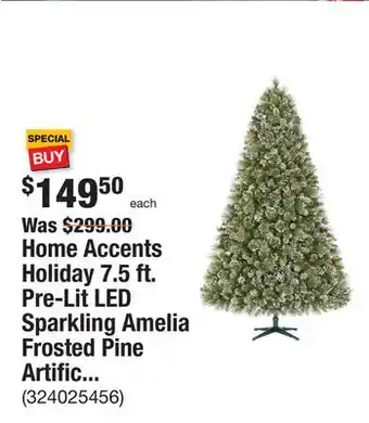 The Home Depot Home accents holiday 7.5 ft. pre-lit led sparkling amelia frosted pine artificial christmas tree with 600 warm white micro fa offer