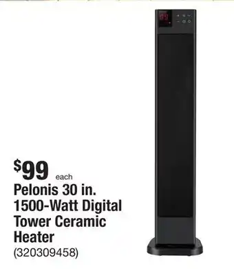 The Home Depot Pelonis 30 in. 1500-watt digital tower ceramic heater offer