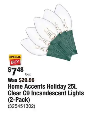 The Home Depot Home accents holiday 25l clear c9 incandescent lights (2-pack) offer