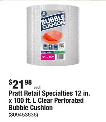 The Home Depot Pratt retail specialties 12 in. x 100 ft. l clear perforated bubble cushion offer