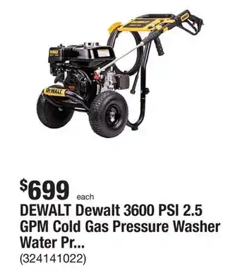 The Home Depot Dewalt dewalt 3600 psi 2.5 gpm cold gas pressure washer water professional with honda gx200 engine offer