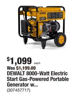 The Home Depot Dewalt 8000-watt electric start gas-powered portable generator with idle control, gfci outlets and co protect offer