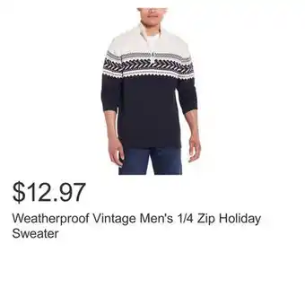 Costco Weatherproof vintage men's 1/4 zip holiday sweater offer