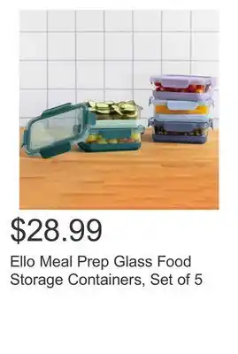 Costco Ello meal prep glass food storage containers, set of 5 offer