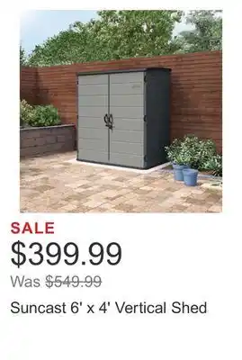 Costco Suncast 6' x 4' vertical shed offer