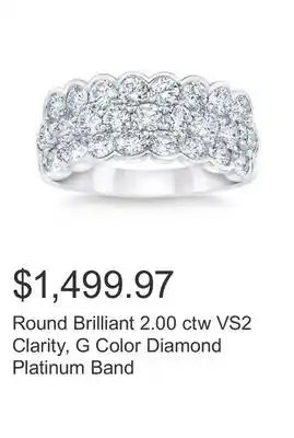Costco Round brilliant 2.00 ctw vs2 clarity, g color diamond platinum band offer