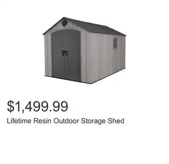 Costco Lifetime resin outdoor storage shed offer