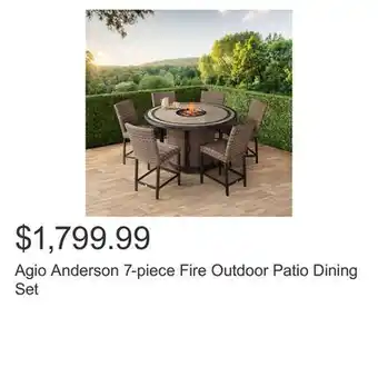 Costco Agio anderson 7-piece fire outdoor patio dining set offer